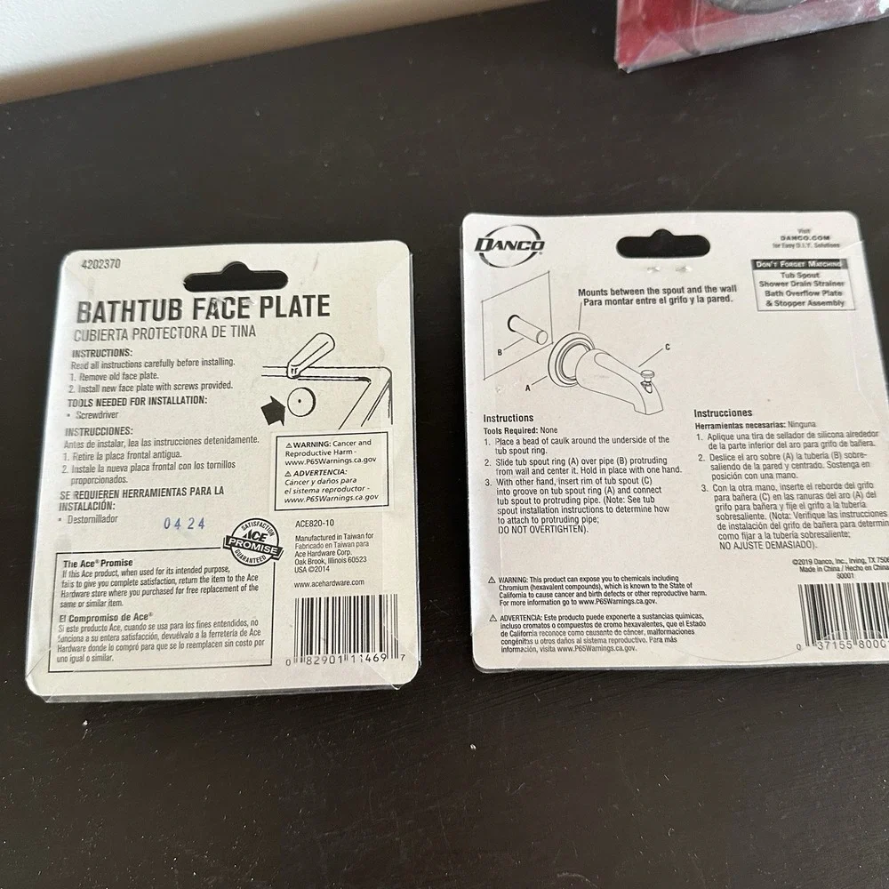 New Ace Hardware Bathtub Face‎ Plate (2) Chrome Tub Spout Ring 4202370 Plumbing